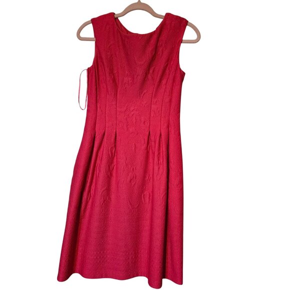 Talyor Women's Sz 4 Red Pink A-Line Dress Back Zip Preppy Teacher Retro Academia - Picture 2 of 8